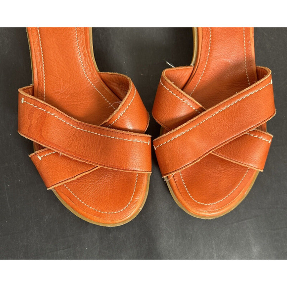 Coach Amaryllis Calf Leather Size 9 Burnt Orange Heeled Sandal Made In Italy - Picture 10 of 13